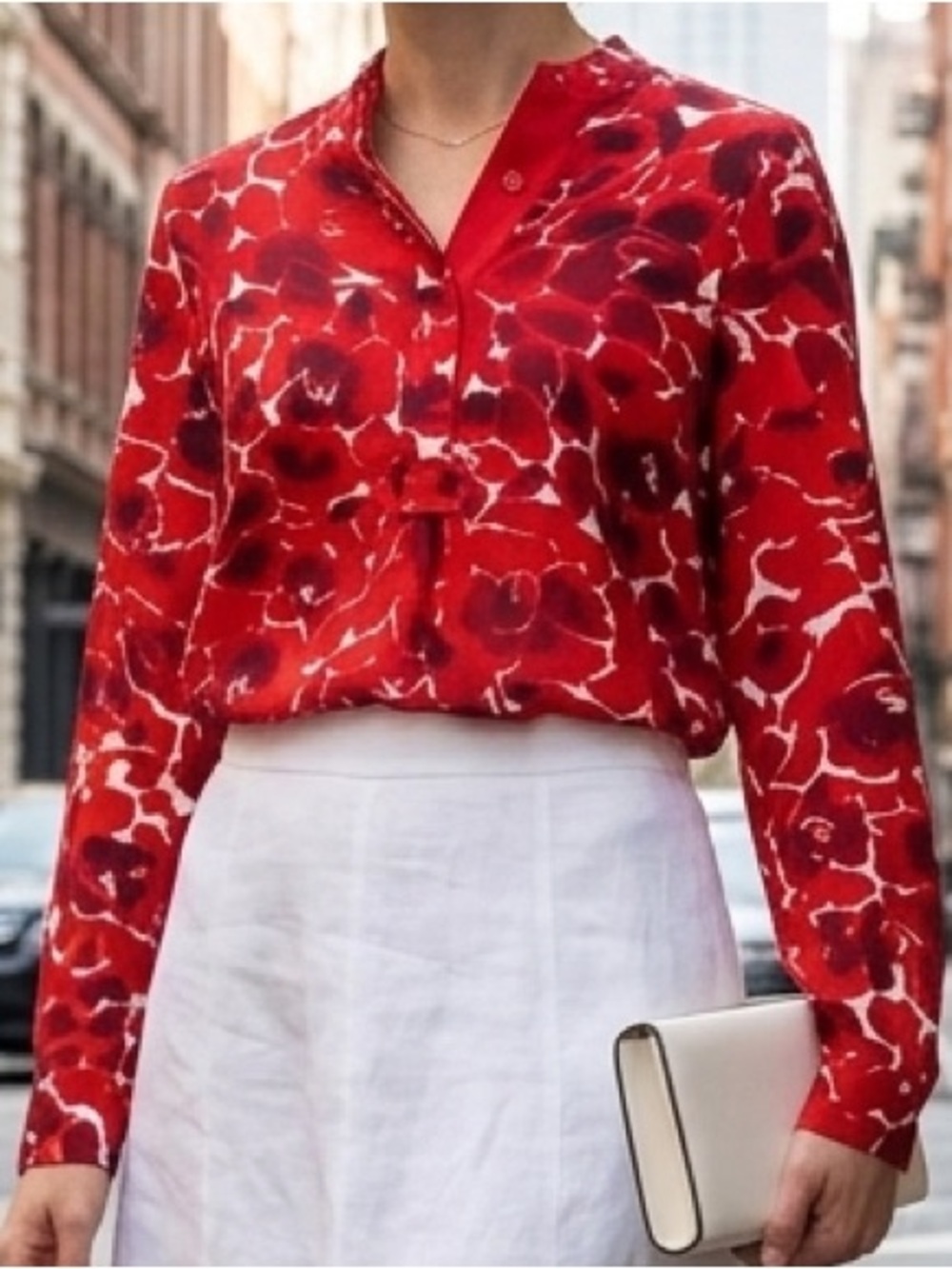 Vintage Anne Klein 90s Abstract Floral Sheer Blouse 10 Maximalist Office Siren